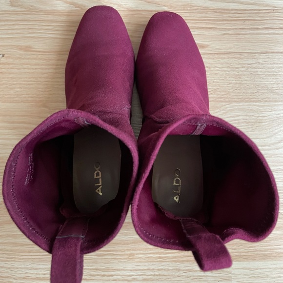 Aldo Burgundy Suede Ankle Sock Boots - Picture 3 of 8
